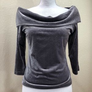 MY MICHELLE Grey Faux Velvet Blouse